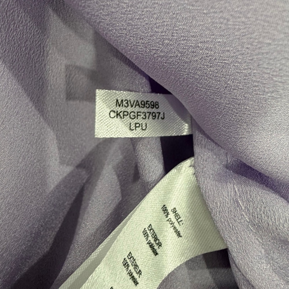 Calvin Klein XL Lavender Utility Blouse Gold Zip Pockets Roll Tab - Picture 8 of 9